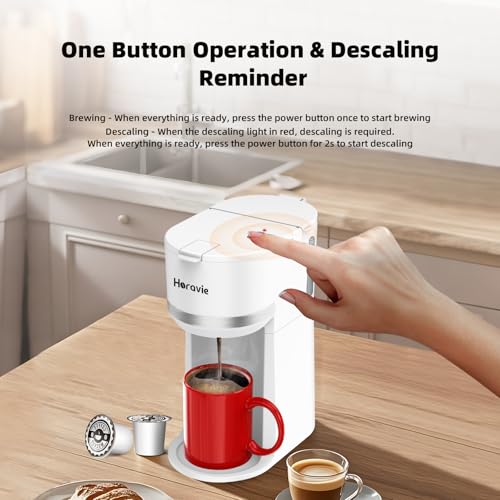Single Serve Coffee Maker for K Cup and Ground Coffee, 6 to 12 oz Brew Sizes, Black D464070