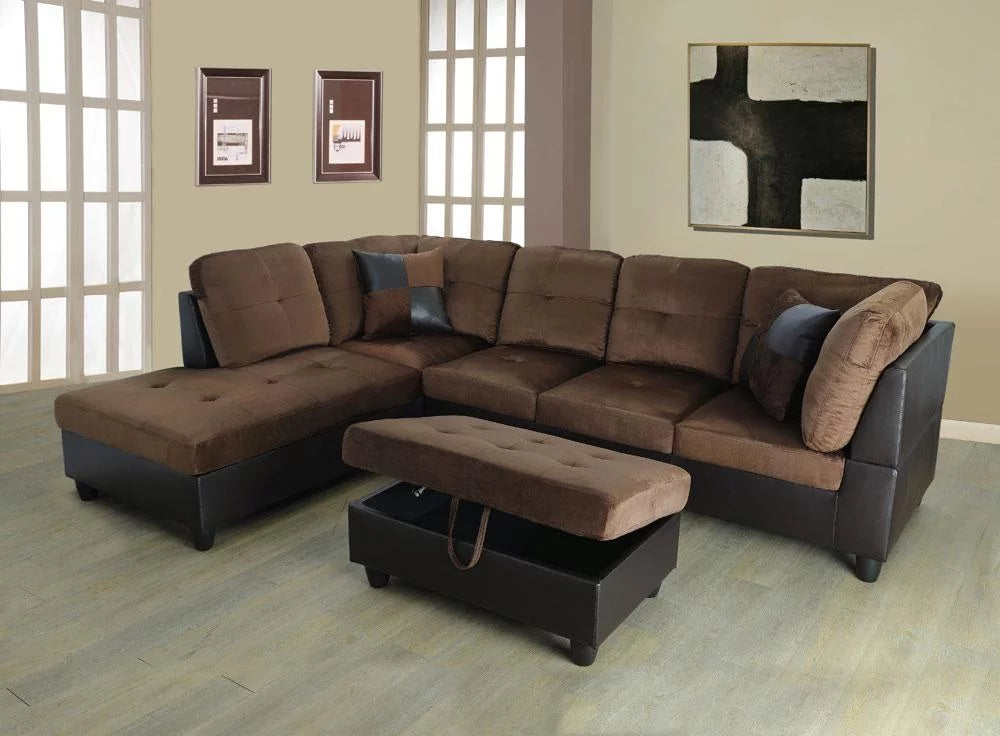 PonLiving Furniture Gazel 103.5'' Sectional Sofa with Storage Ottoman, Right Hand & Left Hand Facing PonLiving Gazel 103.5'' Sectional Sofa with Storage Ottoman, Right Hand & Left Hand Facing