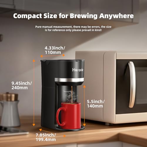 Single Serve Coffee Maker for K Cup and Ground Coffee, 6 to 12 oz Brew Sizes, Black D464070
