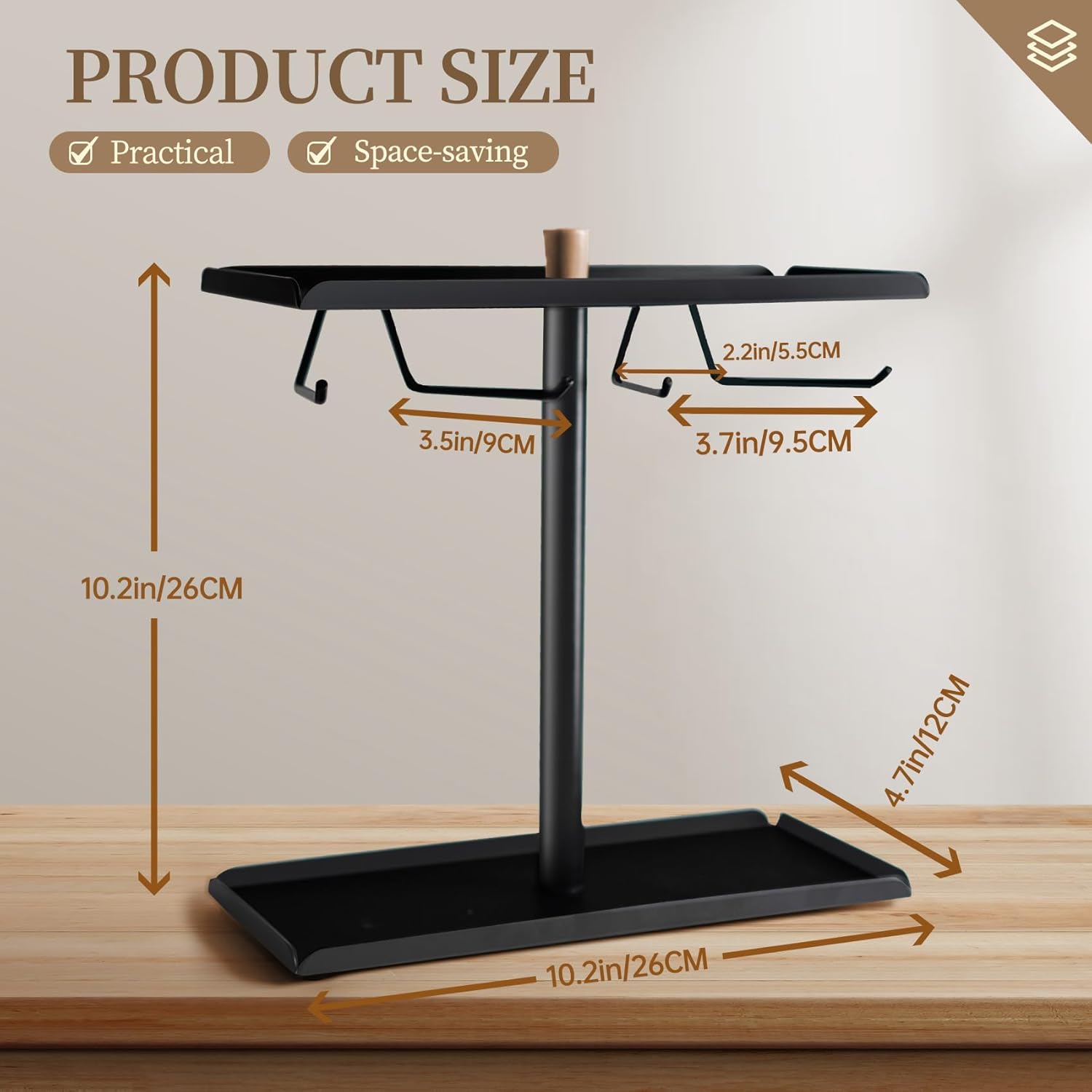 Metal Coffee Caddy Stand for AeroPress and Accessories, Black Y762
