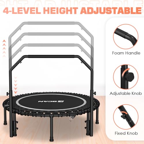 Foldable Mini Trampoline with Adjustable Foam Handle for Indoor Workout M8038