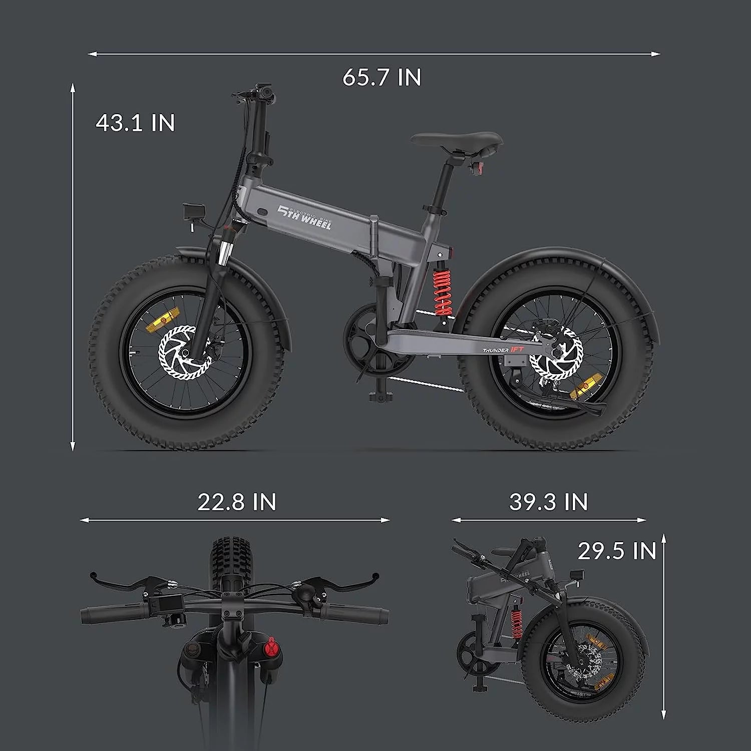20" Fat Tire Foldable Electric Bike with 500W Motor and Removable Battery W7216