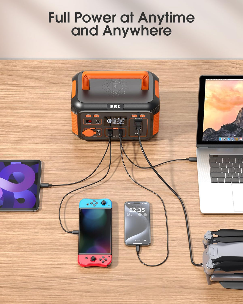 Portable Power Station 300W, 269Wh Lithium Battery for Camping and Emergency Use J155