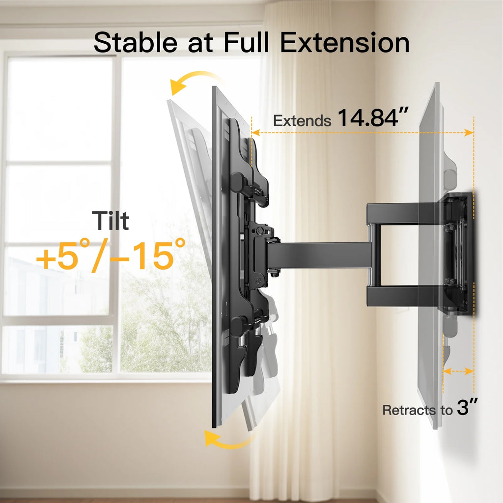 Full Motion TV Wall Mount for 37-75 inch Flat and Curved TVs, Holds 132lbs U71104