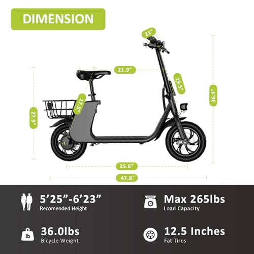 Foldable Electric Scooter for Adults with Seat and Basket N2591