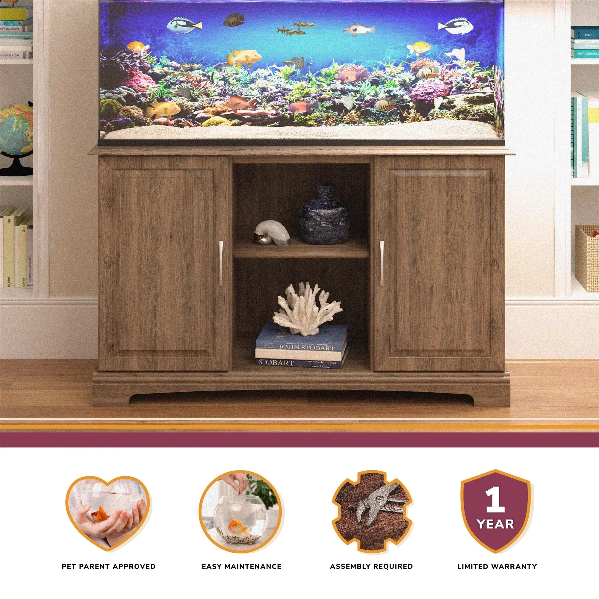 50-75 Gallon Aquarium Stand, Ivory Oak Y5883