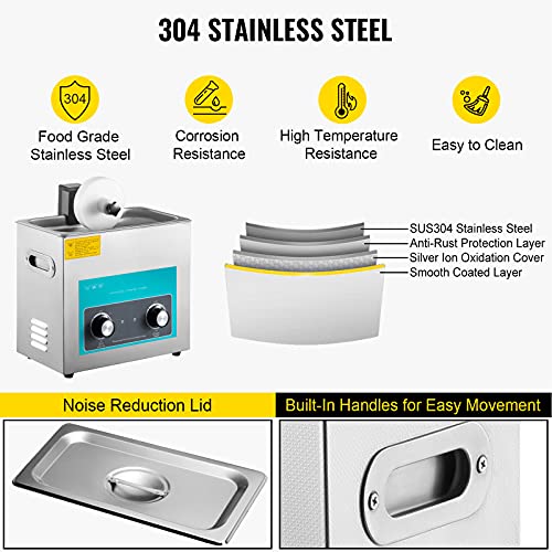 Ultrasonic Vinyl Record Cleaner 6L 40kHz Stainless Steel Tank L78525