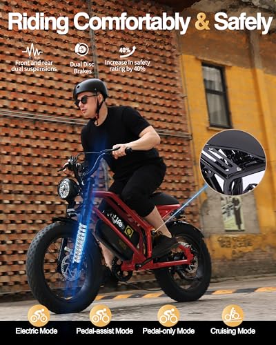 Electric Bike for Adults 1500W Peak Motor 20" Fat Tires 28MPH Removable Battery Dual Suspension 7-Speed X2728