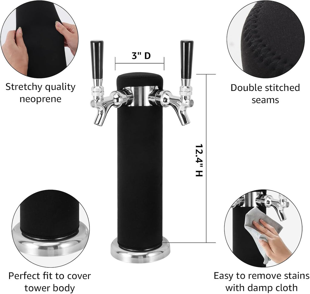 Beer Tower Insulator Cover for Double Tap Draft Tower, Reduces Condensation F9322