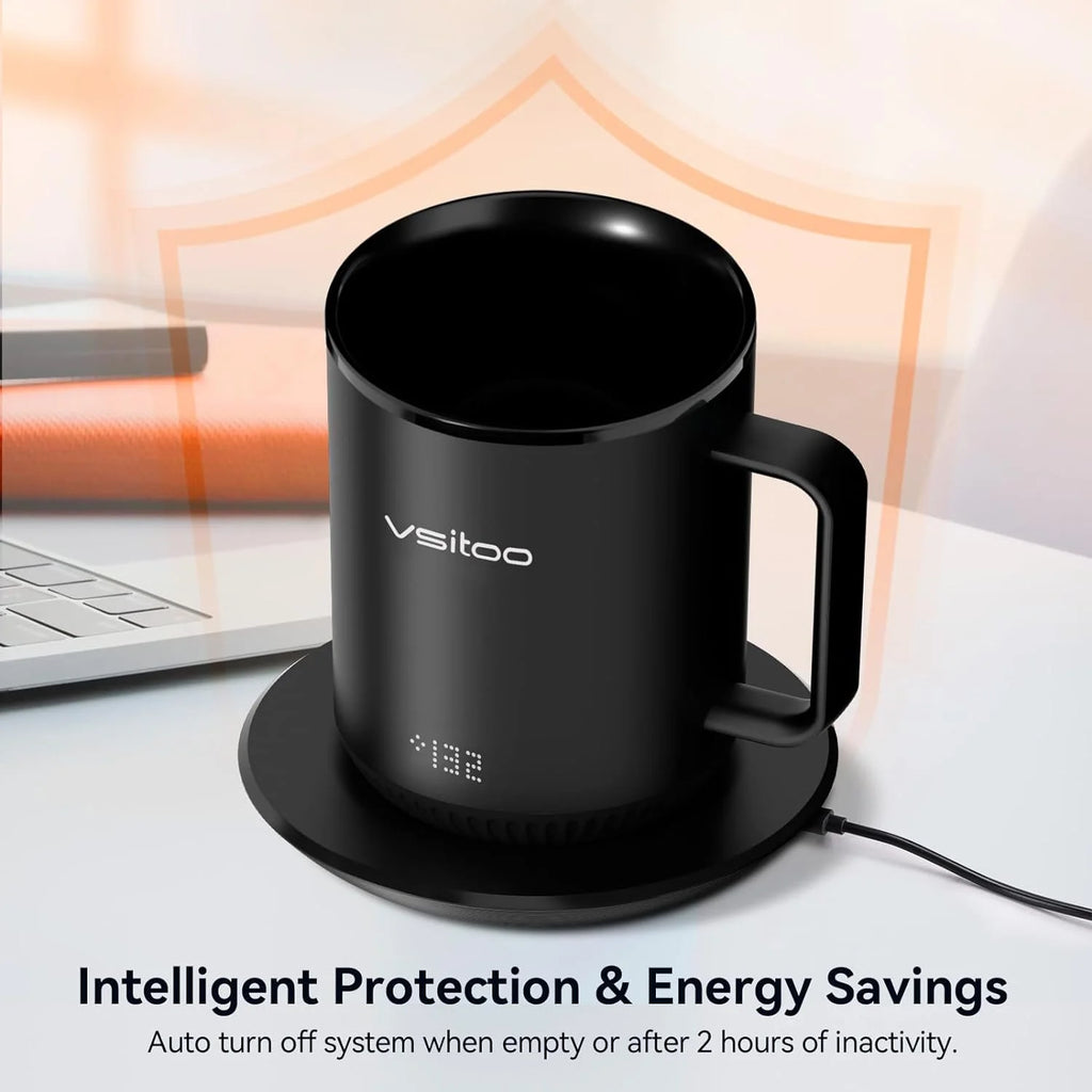 Temperature Control Smart Mug with Lid, Self Heating Coffee Mug 10 oz, LED Display P632771