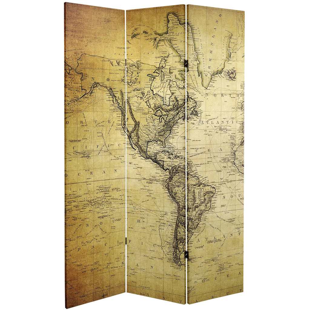 Vintage World Map Canvas Room Divider - 3 Panel C594743
