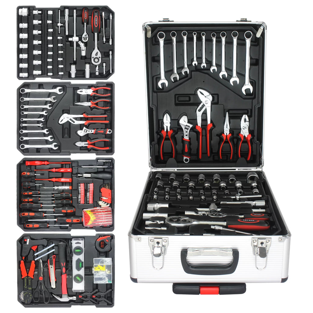 899PCS Tool Set, White Rolling Tool Box with 4 Layers, Household Hand Tool Kit Y485297