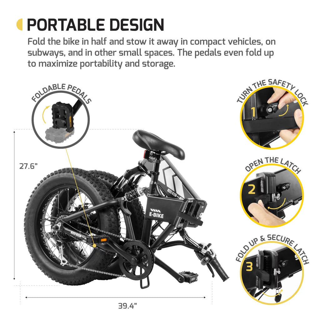 Fat Tire 650W Electric Bicycle Removable Battery Foldable Ebike for Adults B4821
