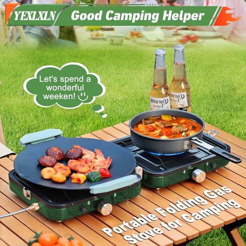 Foldable 2-Burner Propane Camping Stove with Griddle and Carrying Bag E286492