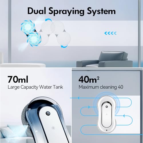 Window Cleaning Robot with Auto-Spray, 2800Pa Suction, AI Edge Detection R75372