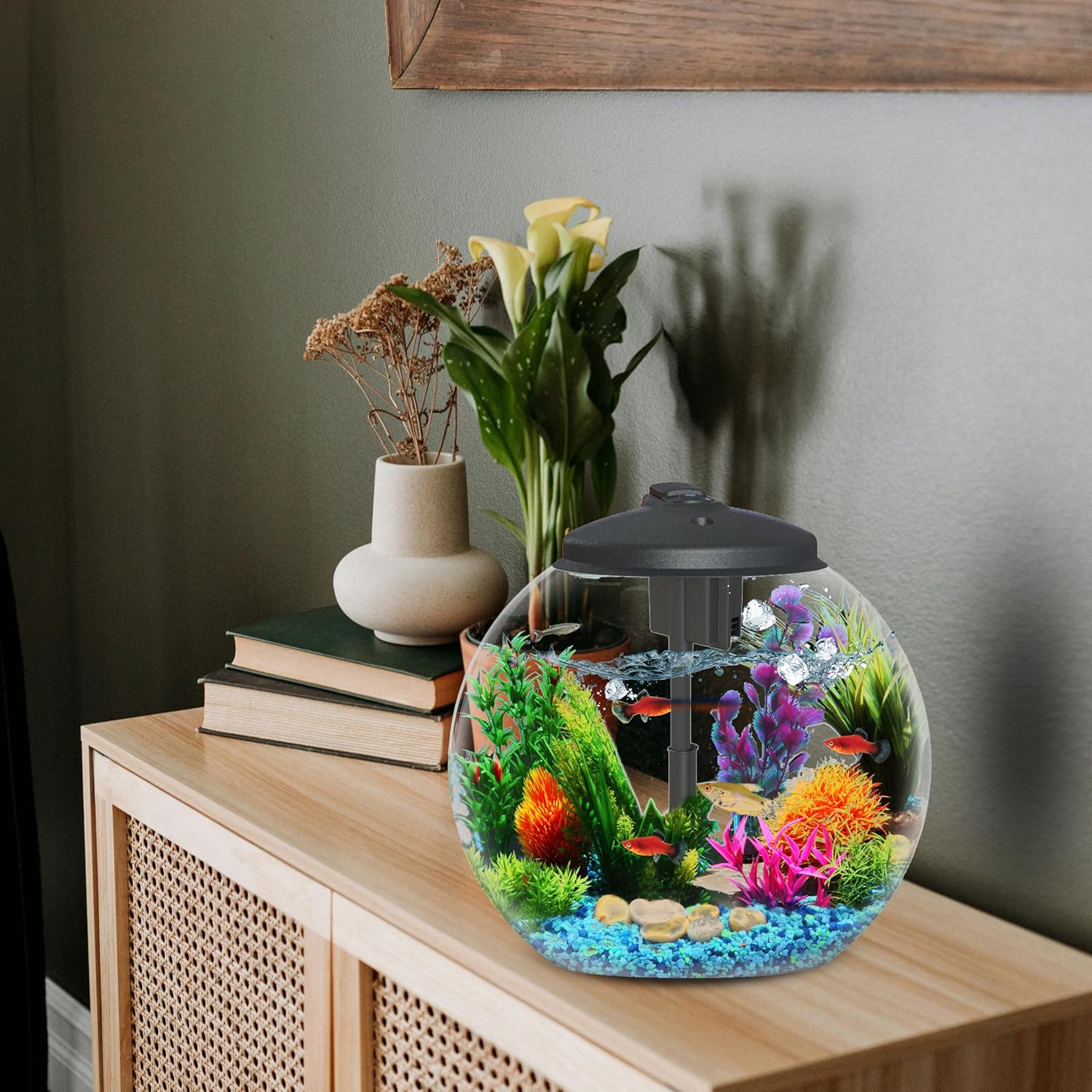 3-Gallon Fish Tank Aquarium Starter Kit with Filter and LED Light O86363