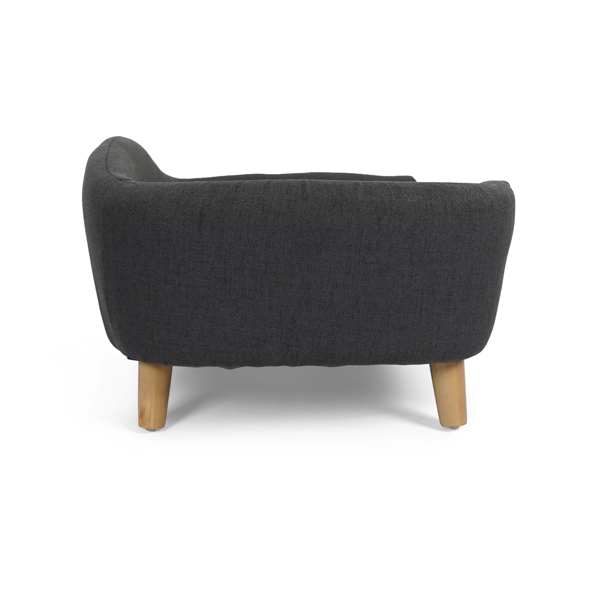 Mid Century Small Plush Pet Bed, Dark Gray and Natural I958