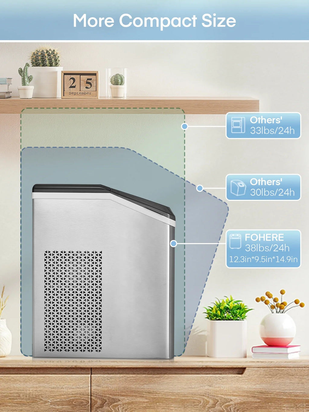 Nugget Ice Maker Countertop, Self-Cleaning, Portable with Ice Scoop and Basket H708792