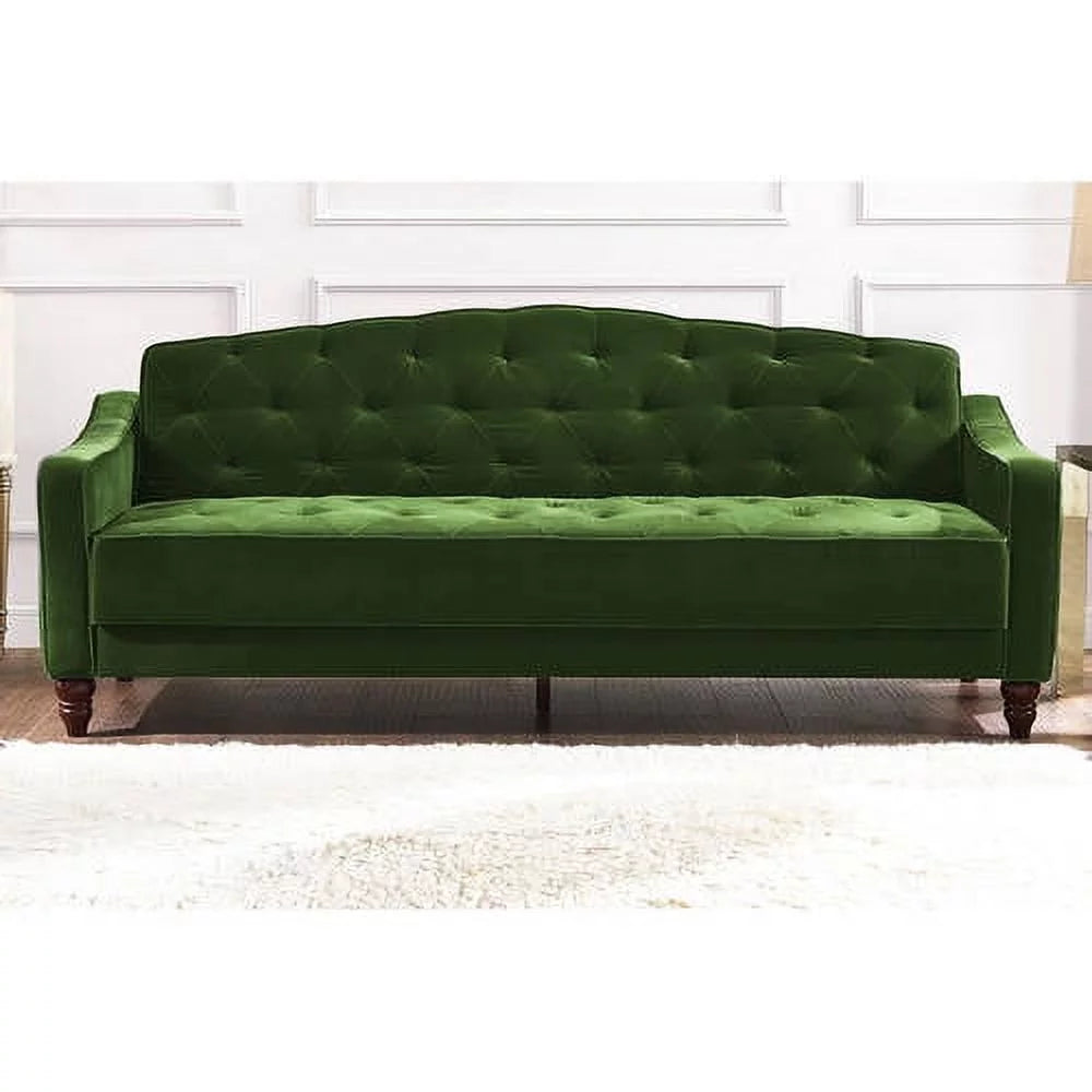 Vintage Tufted Sofa Sleeper, Green Velvet V44404