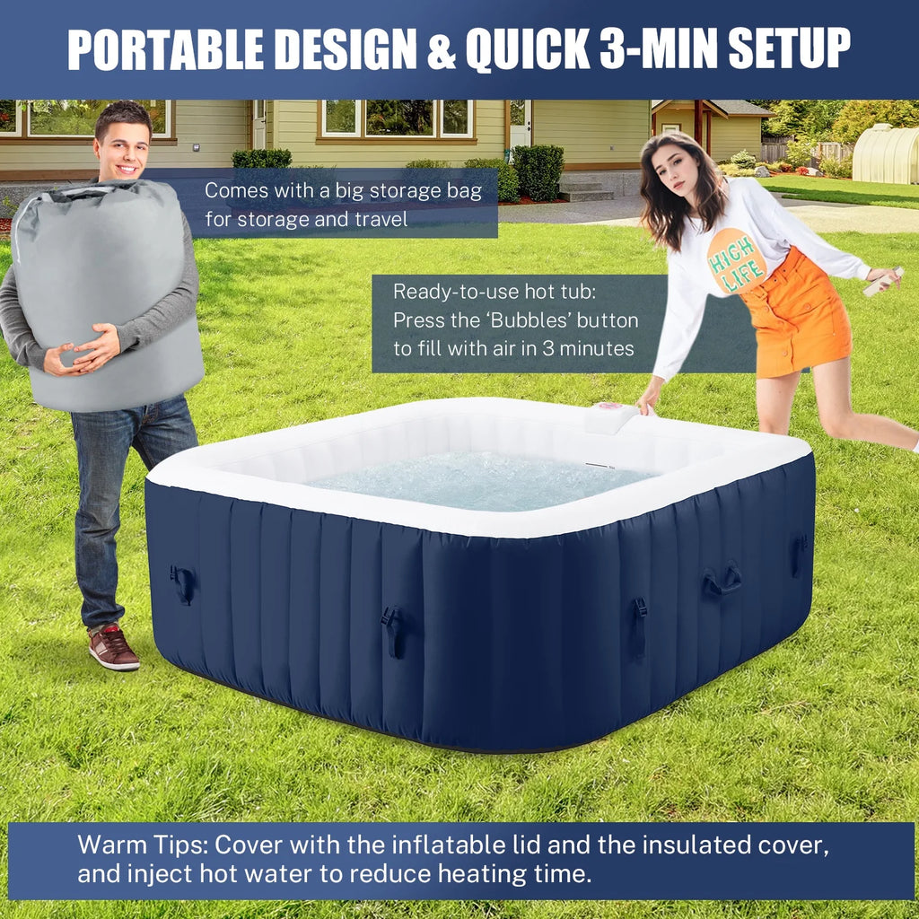 Inflatable Hot Tub for 6 Person, Portable Spa with Cover and Storage Bag U7248