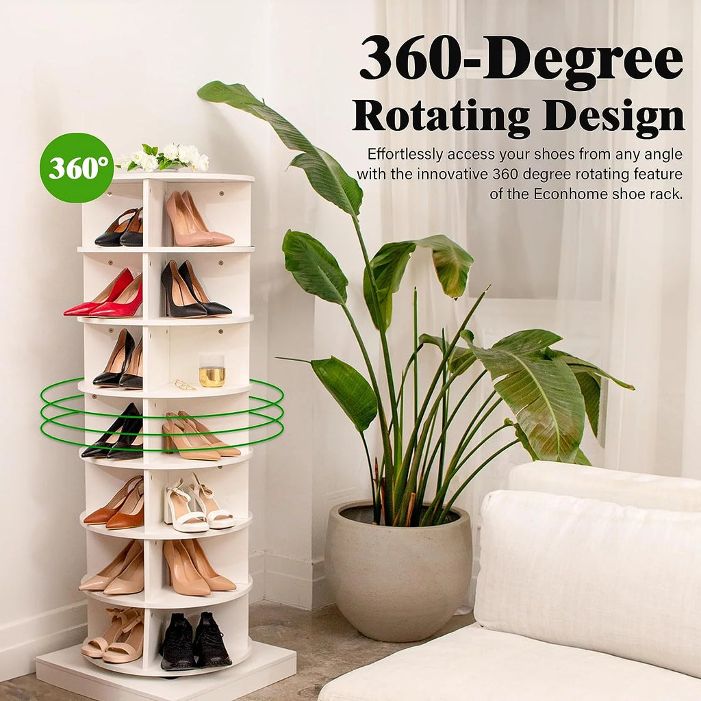 360° Rotating Shoe Rack 7-Tiers Organizer, Spinning Shoe Storage Tower for Entryway U879492