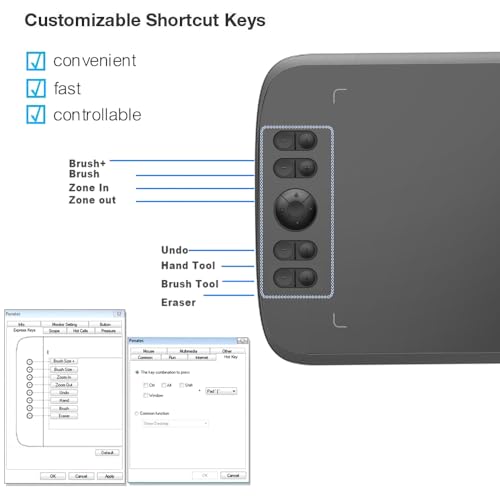 Graphics Drawing Tablet 10x6 Inch with 8 Hot Keys and Battery-Free Stylus R38382