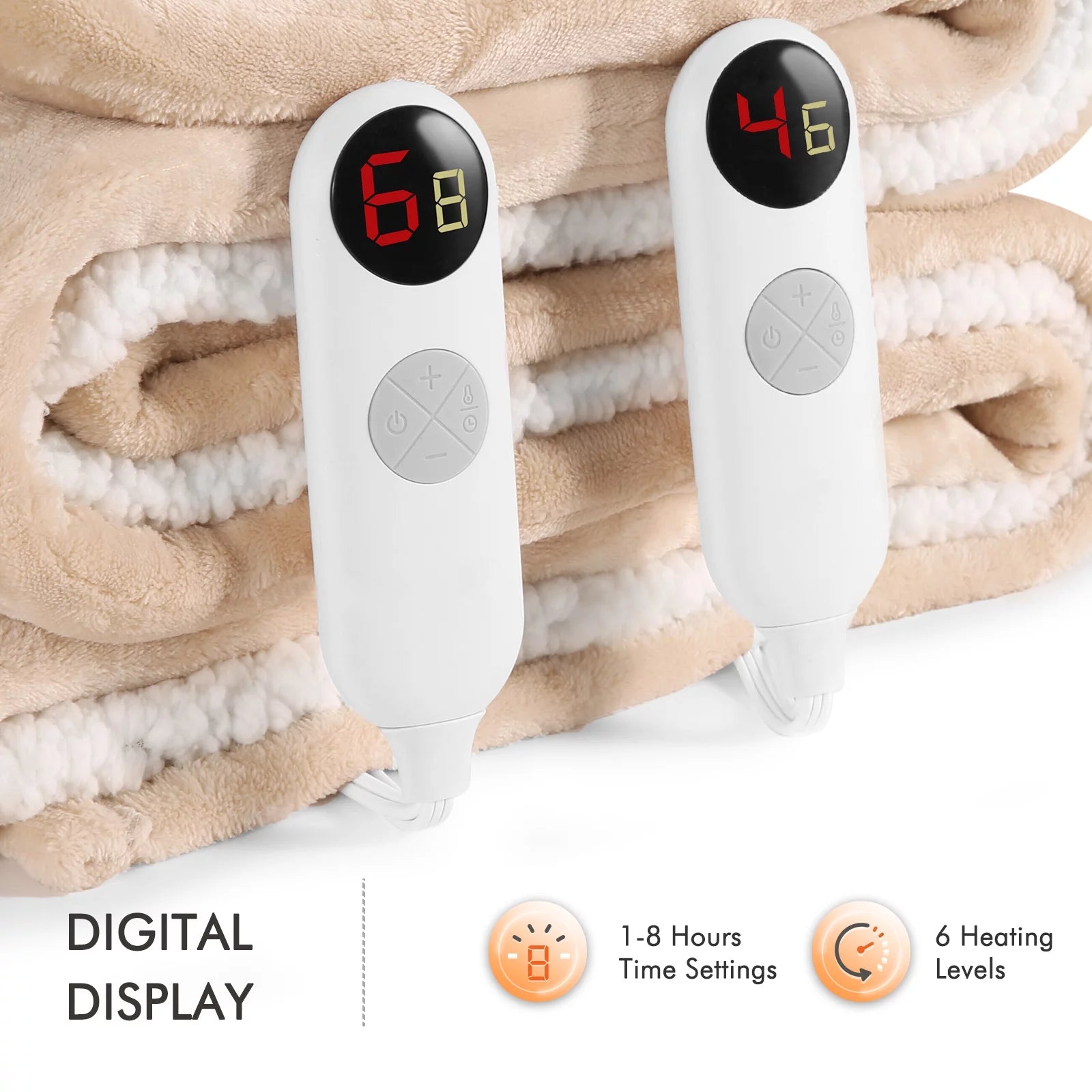 Electric Heated Blanket Queen Size with Dual Controllers G49984