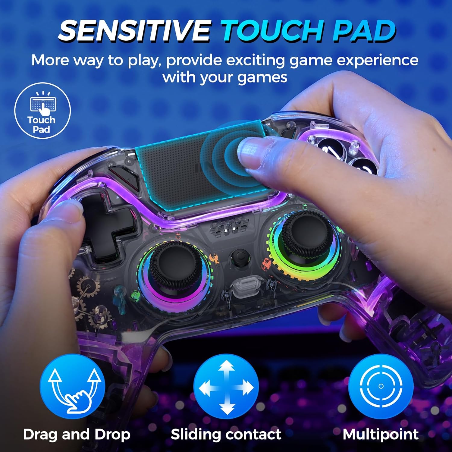 Wireless Controller for PS4, Slim, Pro and PC with Hall Effect Joysticks W4826