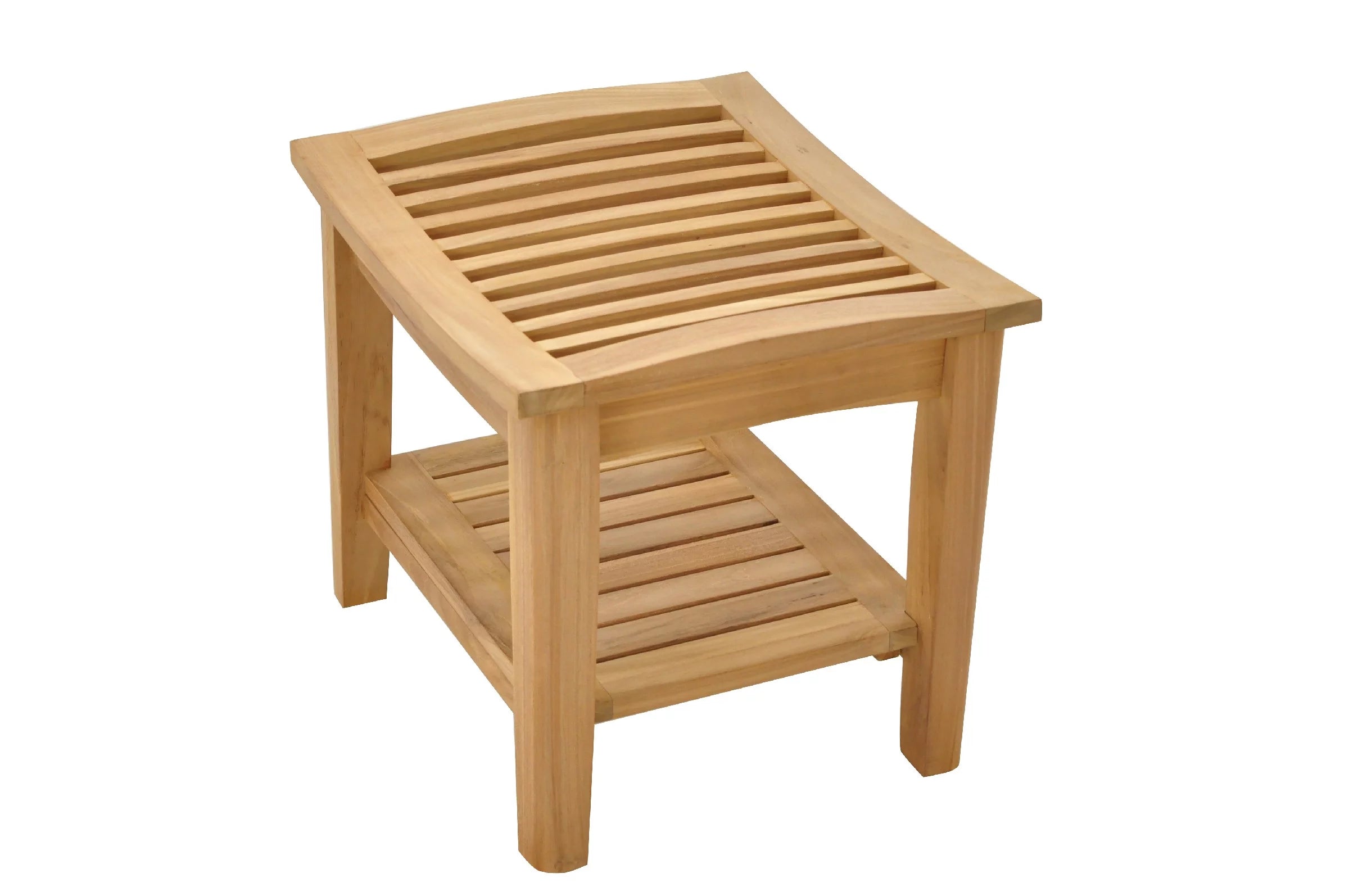 Teak Wood Shower Stool Bench with Shelf A5454