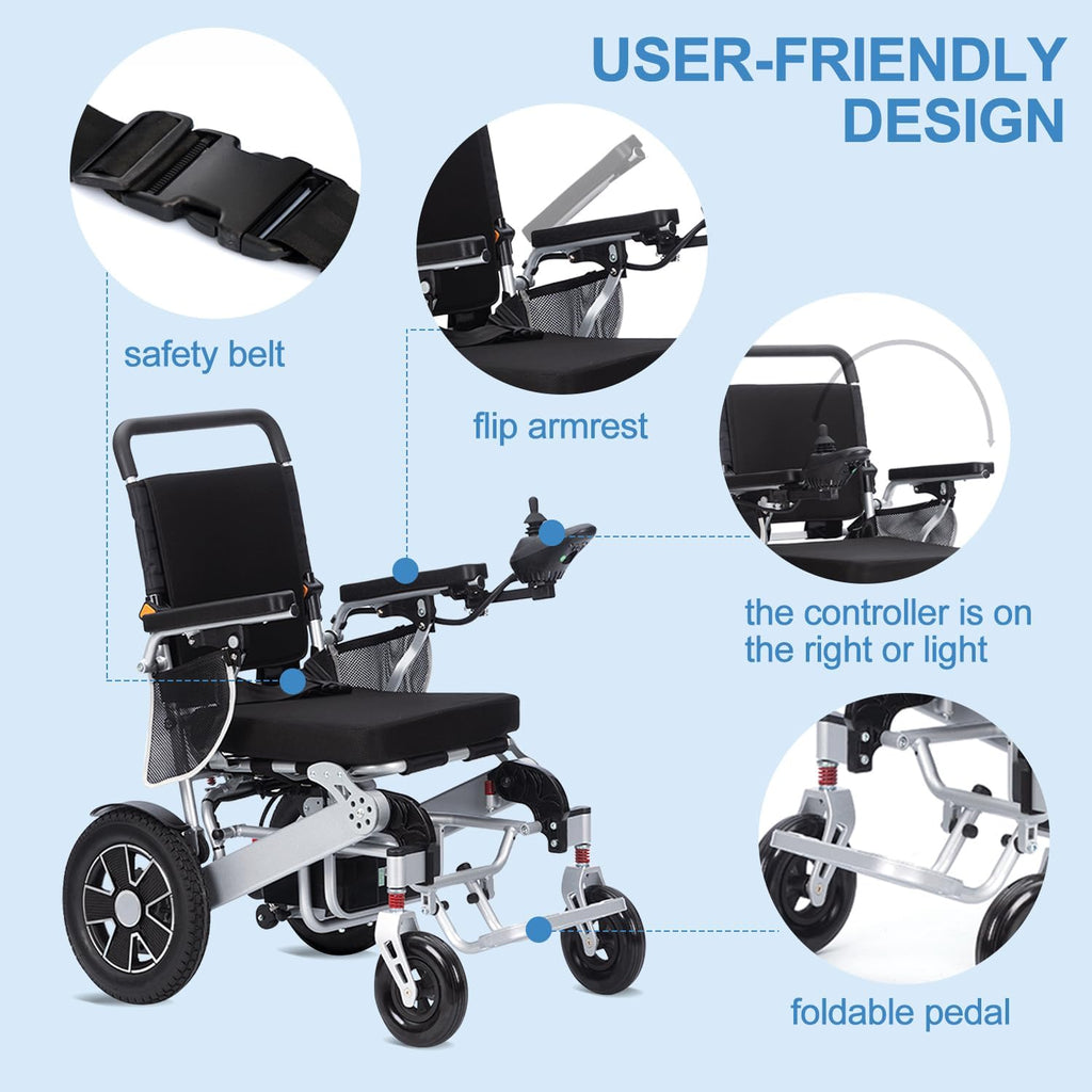 Electric Wheelchair for Adults, Lightweight Foldable, 20 Mile Range D4121
