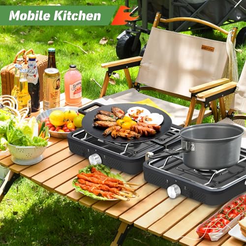 Foldable 2-Burner Propane Camping Stove with Griddle and Carrying Bag E286492