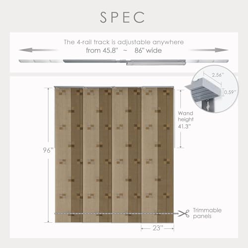 Adjustable Sliding Track Vertical Blinds for Windows, Room Dividers X60372