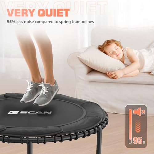 Foldable Mini Trampoline with Adjustable Foam Handle for Indoor Workout M8038