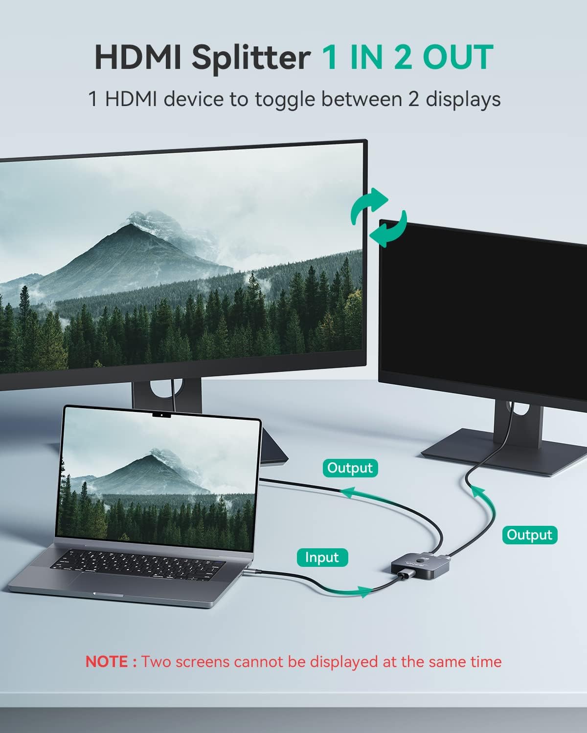 HDMI 2.1 Switch, 8K HDMI Switcher Splitter, 2 in 1 Out, 4K@120Hz, 48Gbps Aluminum Hub U370