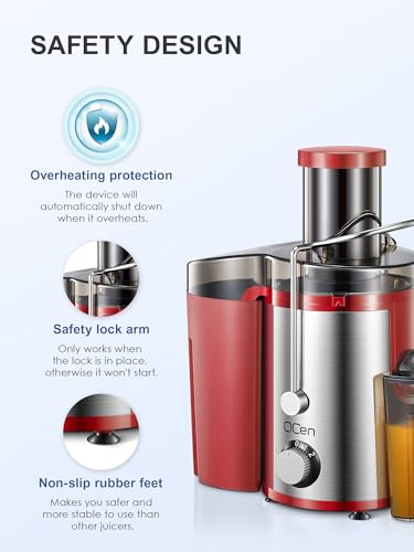 Juicer Machine, 800W Centrifugal Extractor with Wide Mouth Feed Chute, Stainless Steel, BPA-free V753