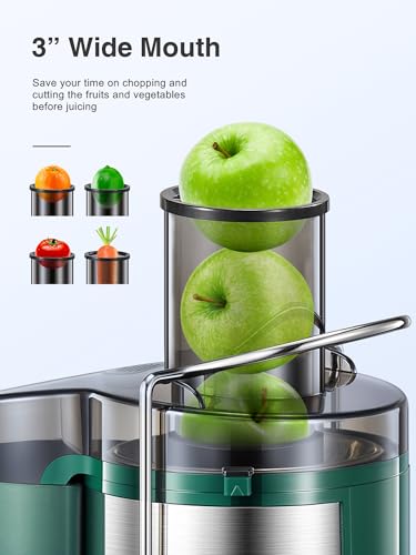 Juicer Machine, 800W Centrifugal Extractor with Wide Mouth Feed Chute, Stainless Steel, BPA-free V753