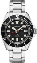 SEIKO SNE589 Automatic Solar Dive Watch for Men - Prospex Collection - Black Dial with Luminous Markers - Stainless Steel - Water Resistant 200M