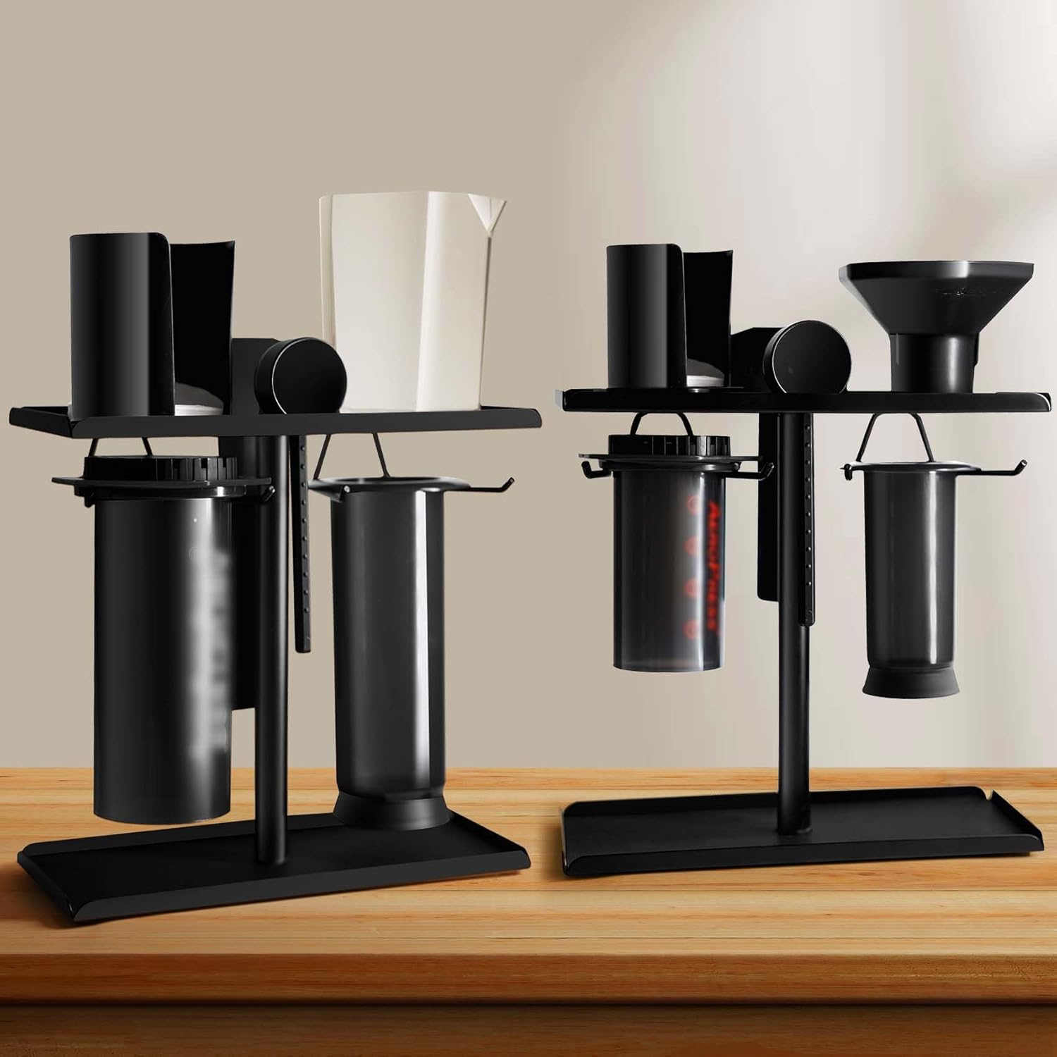 Metal Coffee Caddy Stand for AeroPress and Accessories, Black Y762