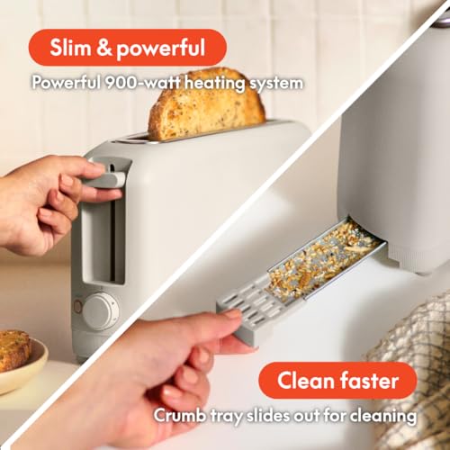2 Slice Slim Toaster with 6 Shade Control, Reheat & Cancel, Removable Crumb Tray E366018