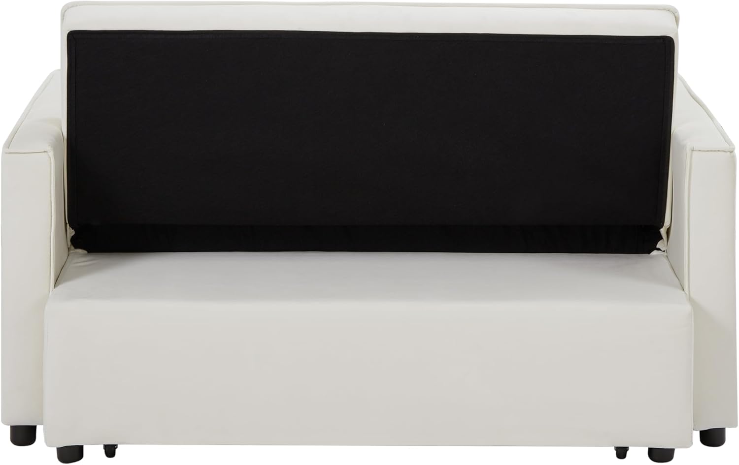 Convertible Loveseat Sleeper Sofa with Adjustable Backrest and Pull-Out Bed, Ivory W3374