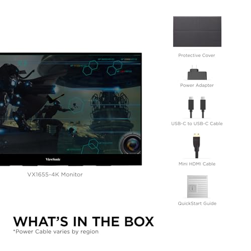 15.6 Inch 4K UHD Portable OLED Monitor with USB C, Mini HDMI, and Built-in Stand H65491