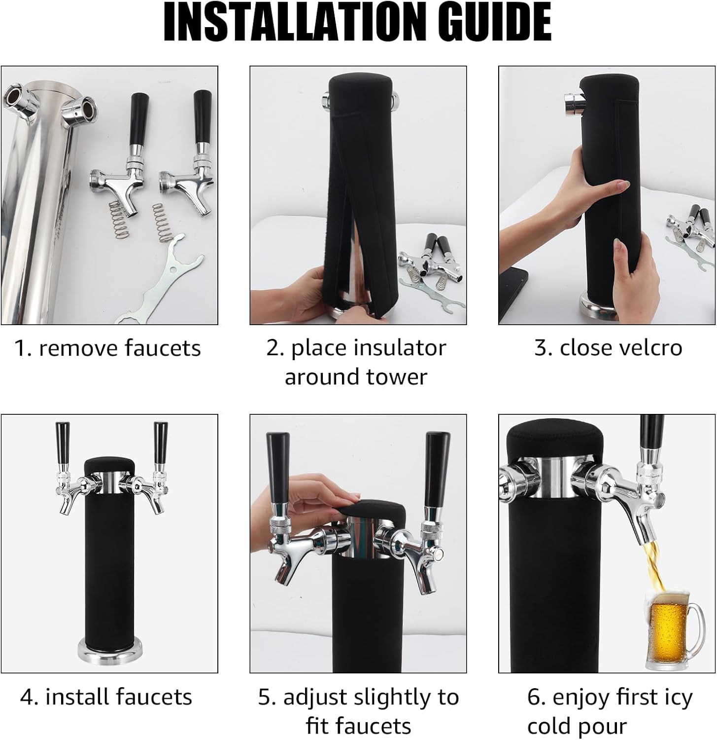 Beer Tower Insulator Cover for Double Tap Draft Tower, Reduces Condensation F9322