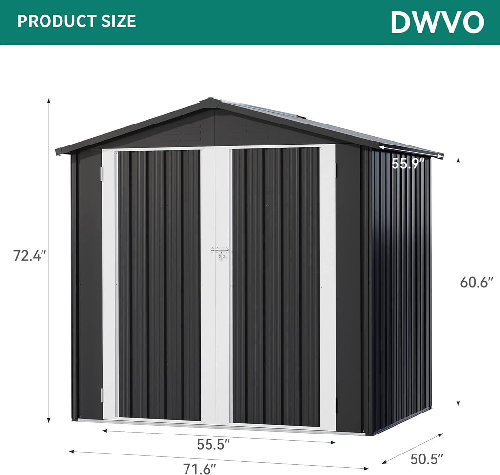 Outdoor Metal Storage Shed 6x4 ft with Lockable Doors W499033