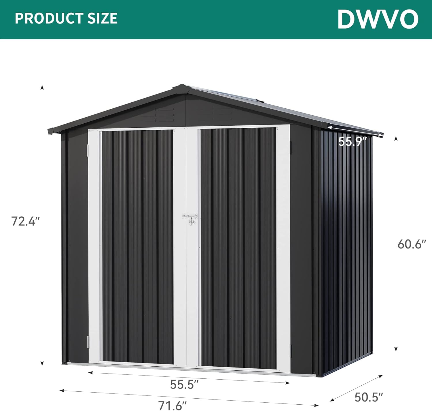 Outdoor Metal Storage Shed 6x4 ft with Lockable Doors W499033