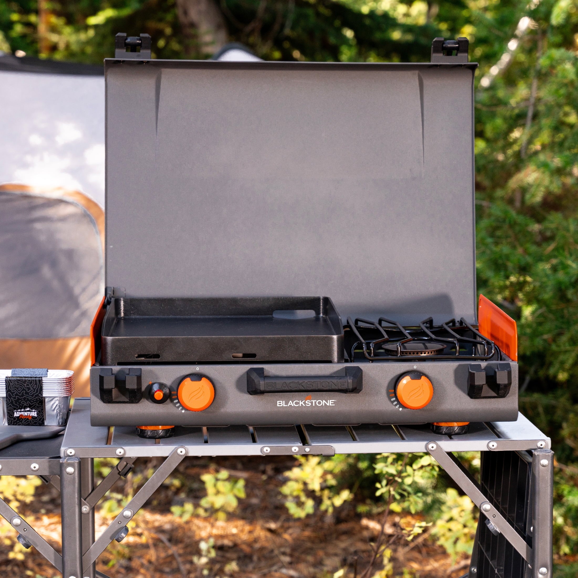 14" Propane Camping Griddle with Side Burner Y702745