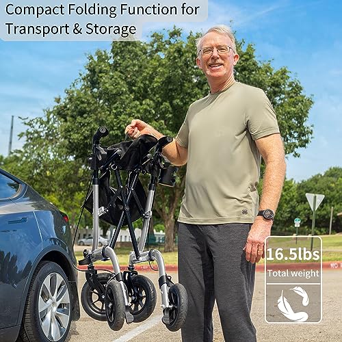 Lightweight Foldable Rollator Walker with Seat for Seniors L637255