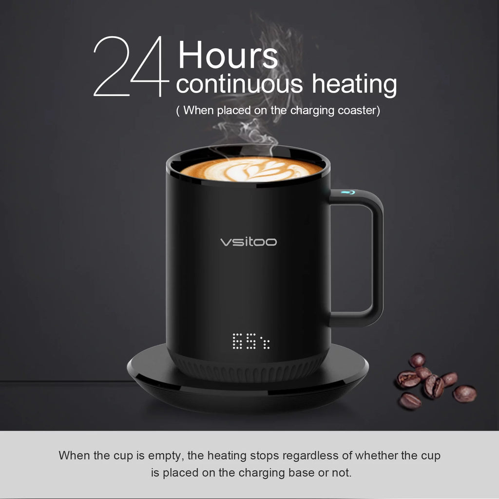 Temperature Control Smart Mug with Lid, Self Heating Coffee Mug 10 oz, LED Display P632771