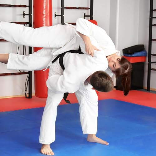 1" Thick EVA Interlocking Foam Gym Flooring Mat, 6 Tiles, Black M5857