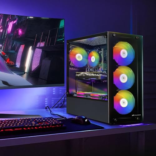 Gaming Desktop PC, Radeon RX 580 8G, Intel Core i7, 16G DDR3, 1T SSD, WiFi, RGB Fan V668