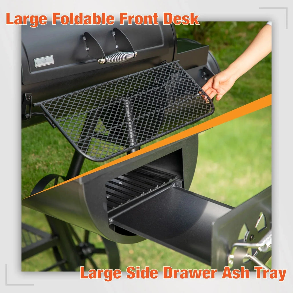 Charcoal Grill with Offset Smoker, Extra Large BBQ U7560